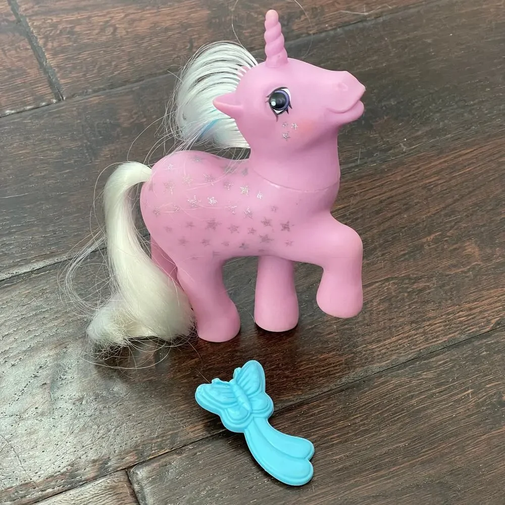 My Little Pony Milky Way w/ Brush G1 MLP Pink Unicorn w/ Stars Vintage 1987 Toy